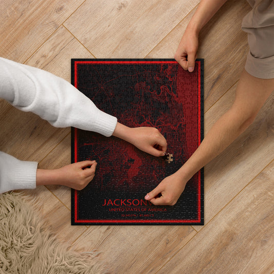 Jacksonville Black and Red Map Jigsaw Puzzle