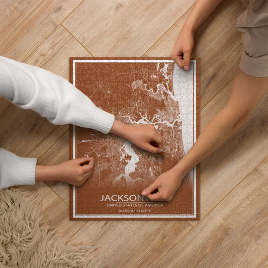 Jacksonville Brown and White Map Jigsaw Puzzle