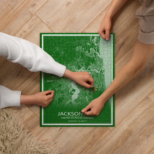 Jacksonville Green and White Map Jigsaw Puzzle