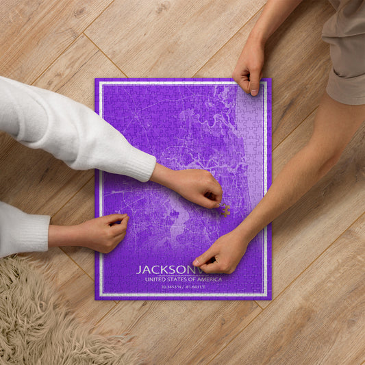 Jacksonville Purple and White Map Jigsaw Puzzle