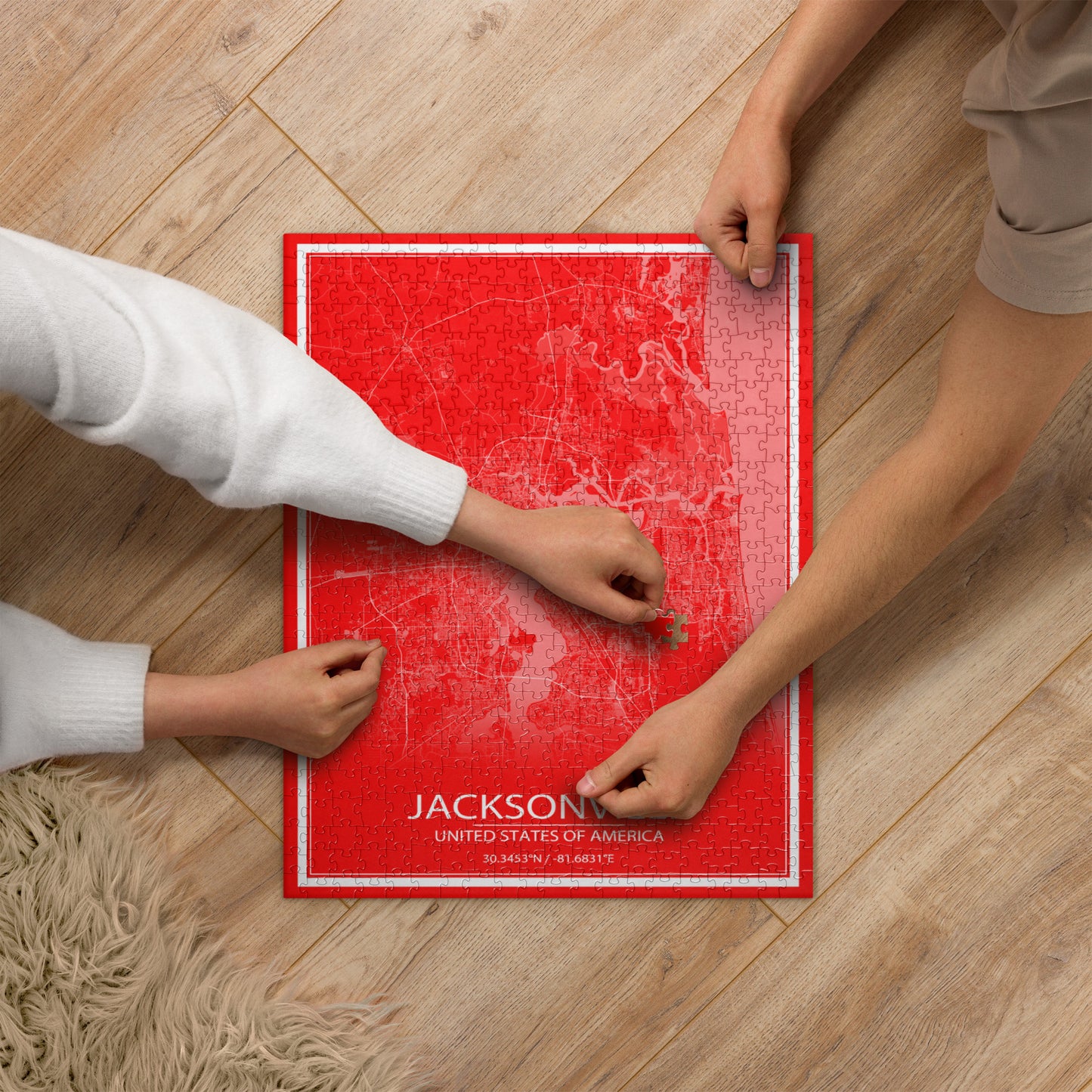 Jacksonville Red and White Map Jigsaw Puzzle