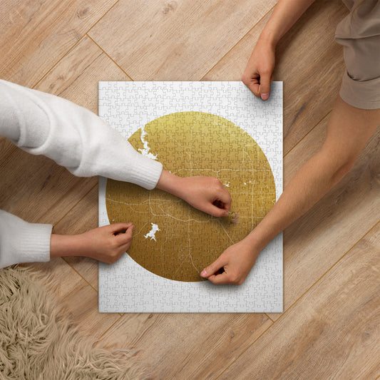 Fort Worth Gold on White Map Jigsaw Puzzle