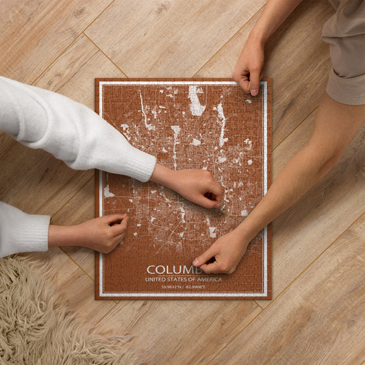 Columbus Brown and White Map Jigsaw Puzzle