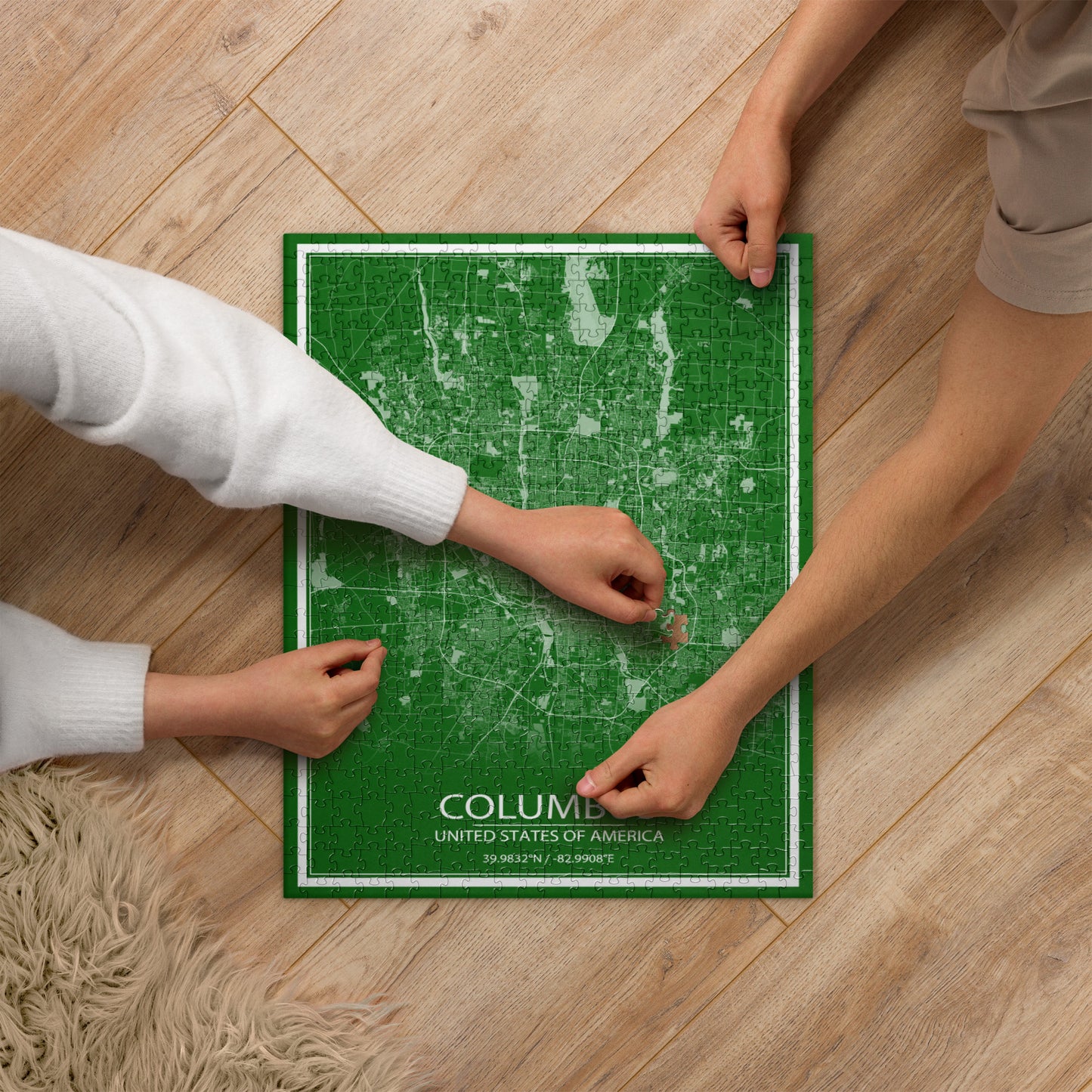 Columbus Green and White Map Jigsaw Puzzle