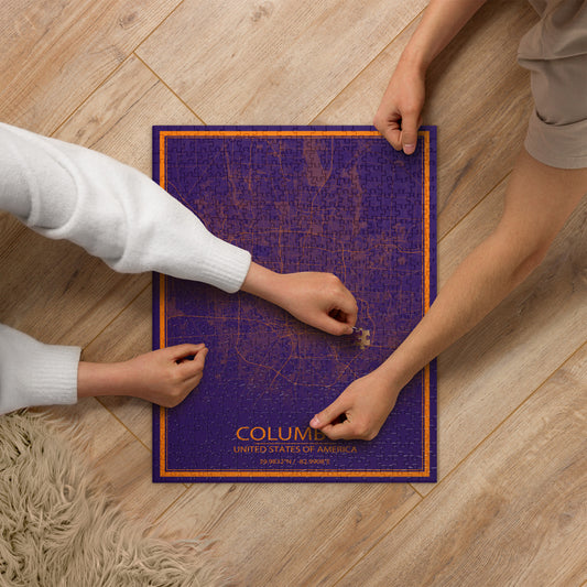 Columbus Purple and Orange Map Jigsaw Puzzle