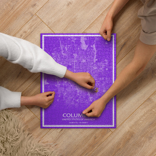 Columbus Purple and White Map Jigsaw Puzzle