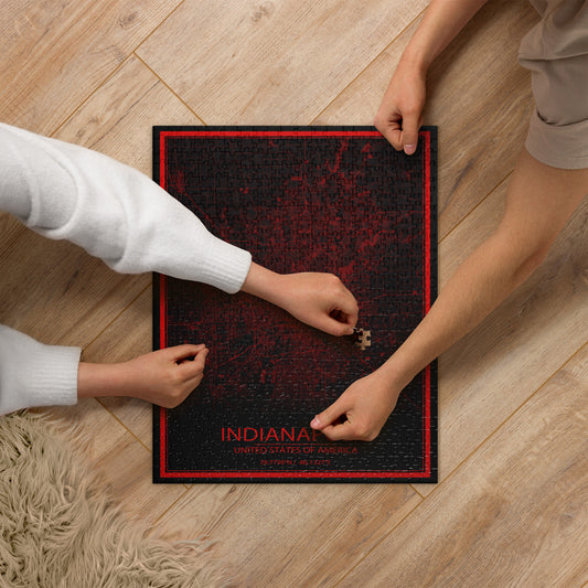 Indianapolis Black and Red Map Jigsaw Puzzle