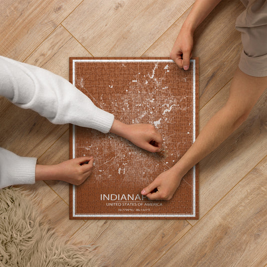 Indianapolis Brown and White Map Jigsaw Puzzle