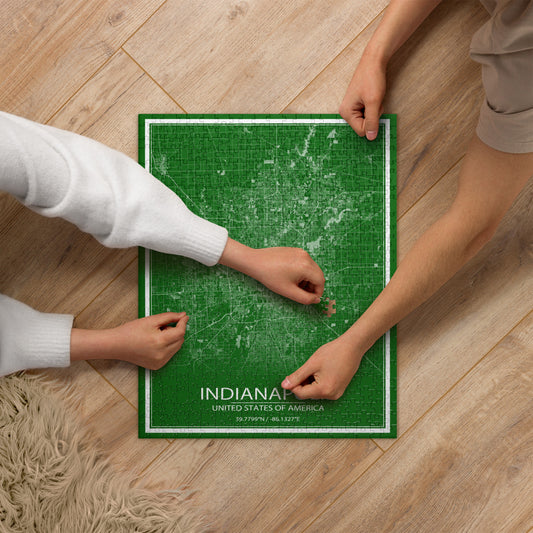 Indianapolis Green and White Map Jigsaw Puzzle