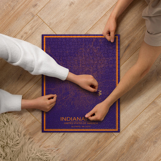 Indianapolis Purple and Orange Map Jigsaw Puzzle