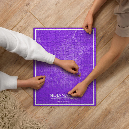 Indianapolis Purple and White Map Jigsaw Puzzle