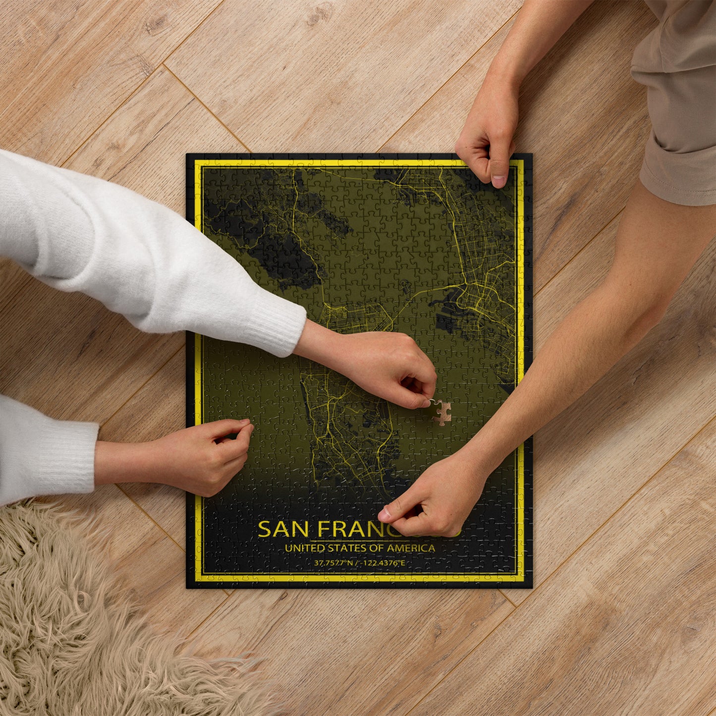 San Francisco Black and Yellow Map Jigsaw Puzzle