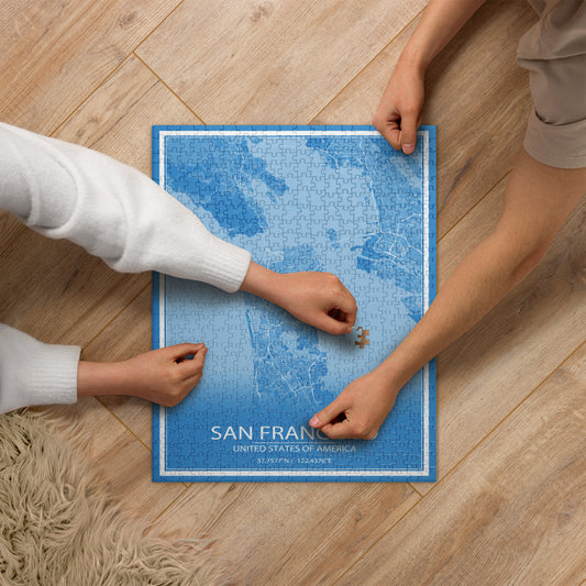 San Francisco Blue and White Map Jigsaw Puzzle