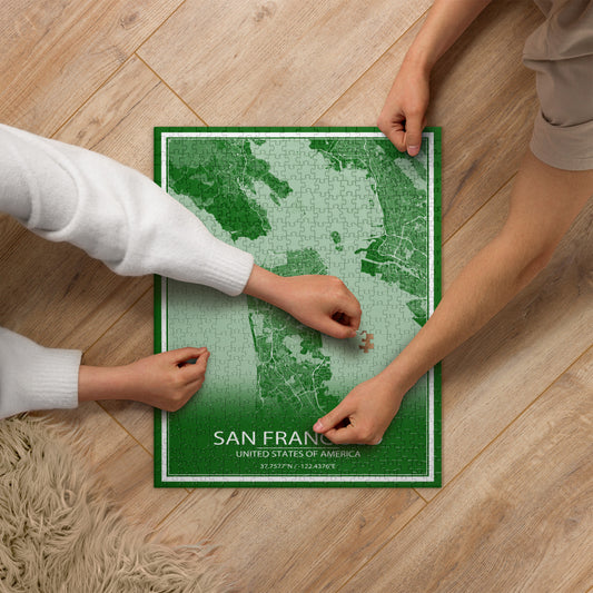 San Francisco Green and White Map Jigsaw Puzzle