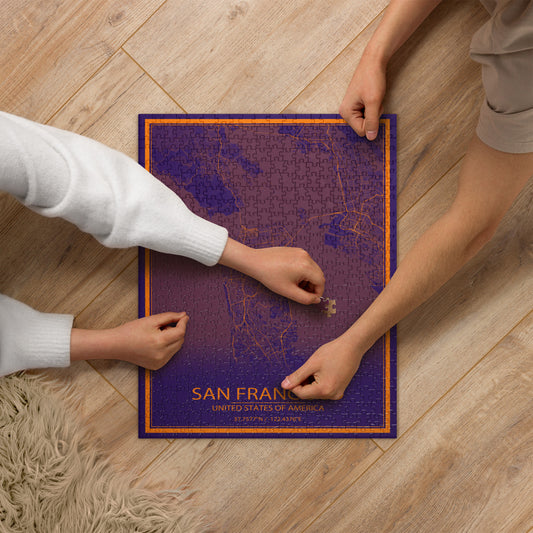 San Francisco Purple and Orange Map Jigsaw Puzzle