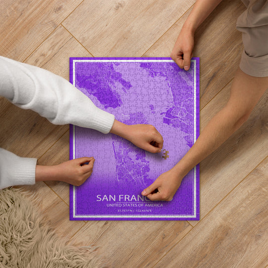 San Francisco Purple and White Map Jigsaw Puzzle