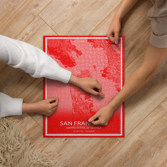 San Francisco Red and White Map Jigsaw Puzzle