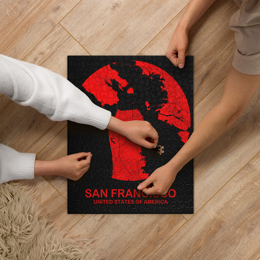 San Francisco Circular Red Map Jigsaw Puzzle