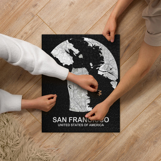 San Francisco Circular White Map Jigsaw Puzzle