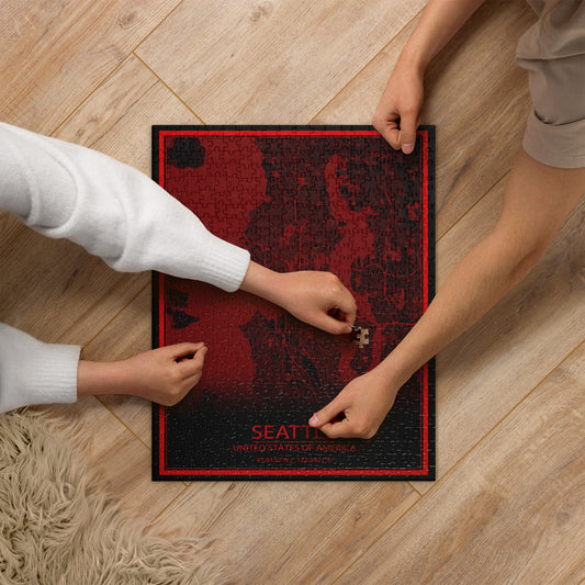 Seattle Black and Red Map Jigsaw Puzzle