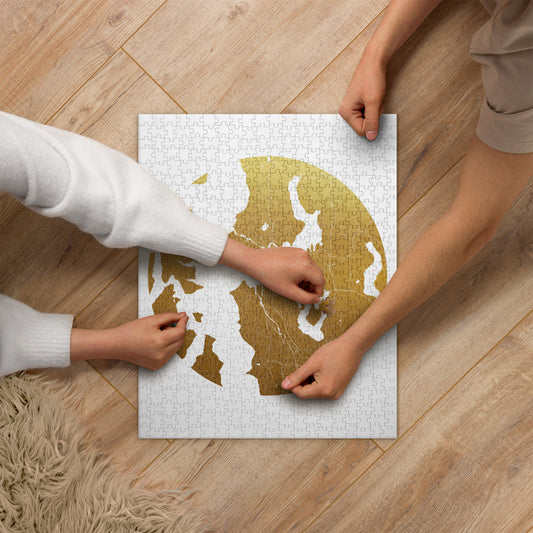 Seattle Gold on White Map Jigsaw Puzzle