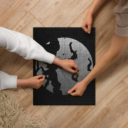 Seattle Silver on Black Map Jigsaw Puzzle