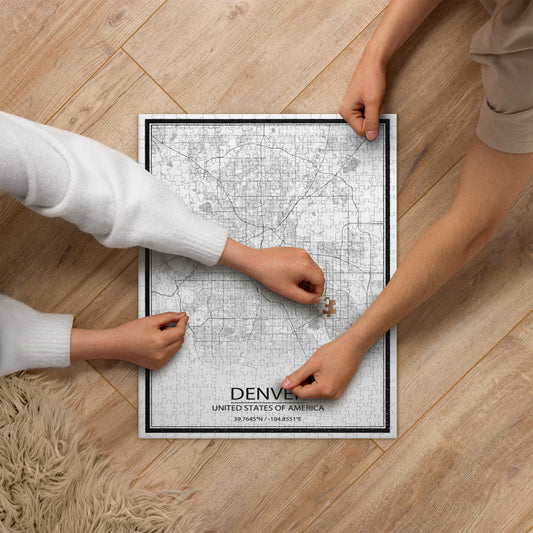 Denver White Map Jigsaw Puzzle