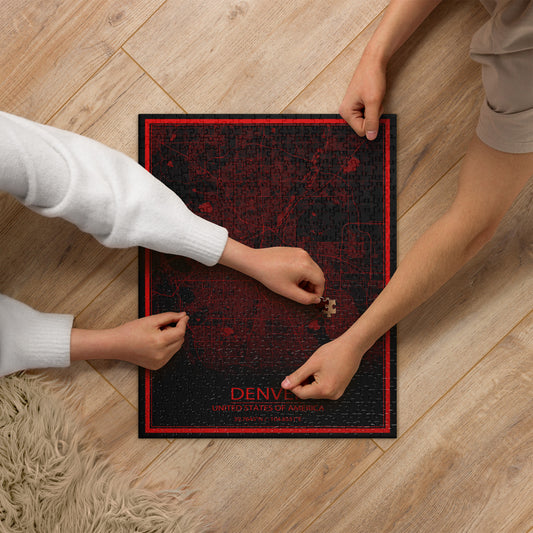 Denver Black and Red Map Jigsaw Puzzle