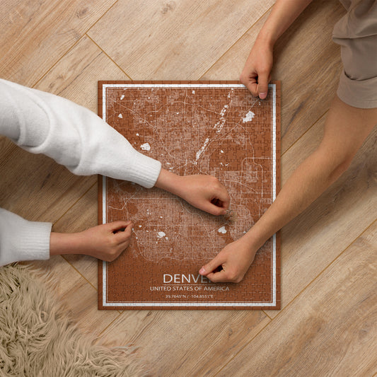 Denver Brown and White Map Jigsaw Puzzle