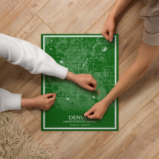 Denver Green and White Map Jigsaw Puzzle