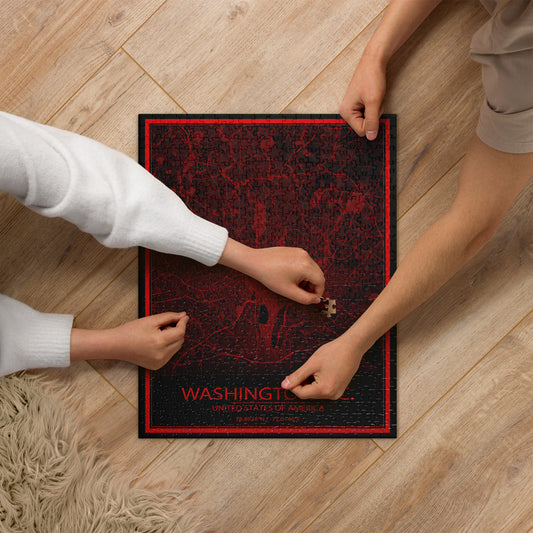 Washington, D.C. Black and Red Map Jigsaw Puzzle