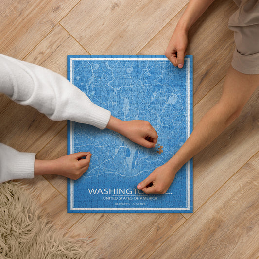 Washington, D.C. Blue and White Map Jigsaw Puzzle