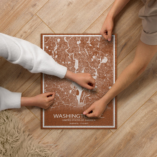 Washington, D.C. Brown and White Map Jigsaw Puzzle