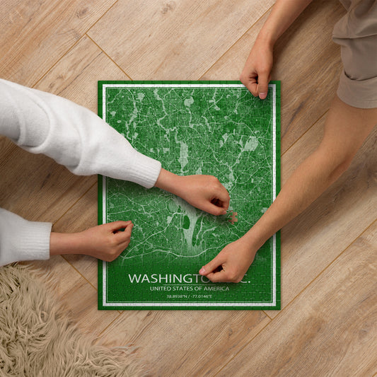 Washington, D.C. Green and White Map Jigsaw Puzzle