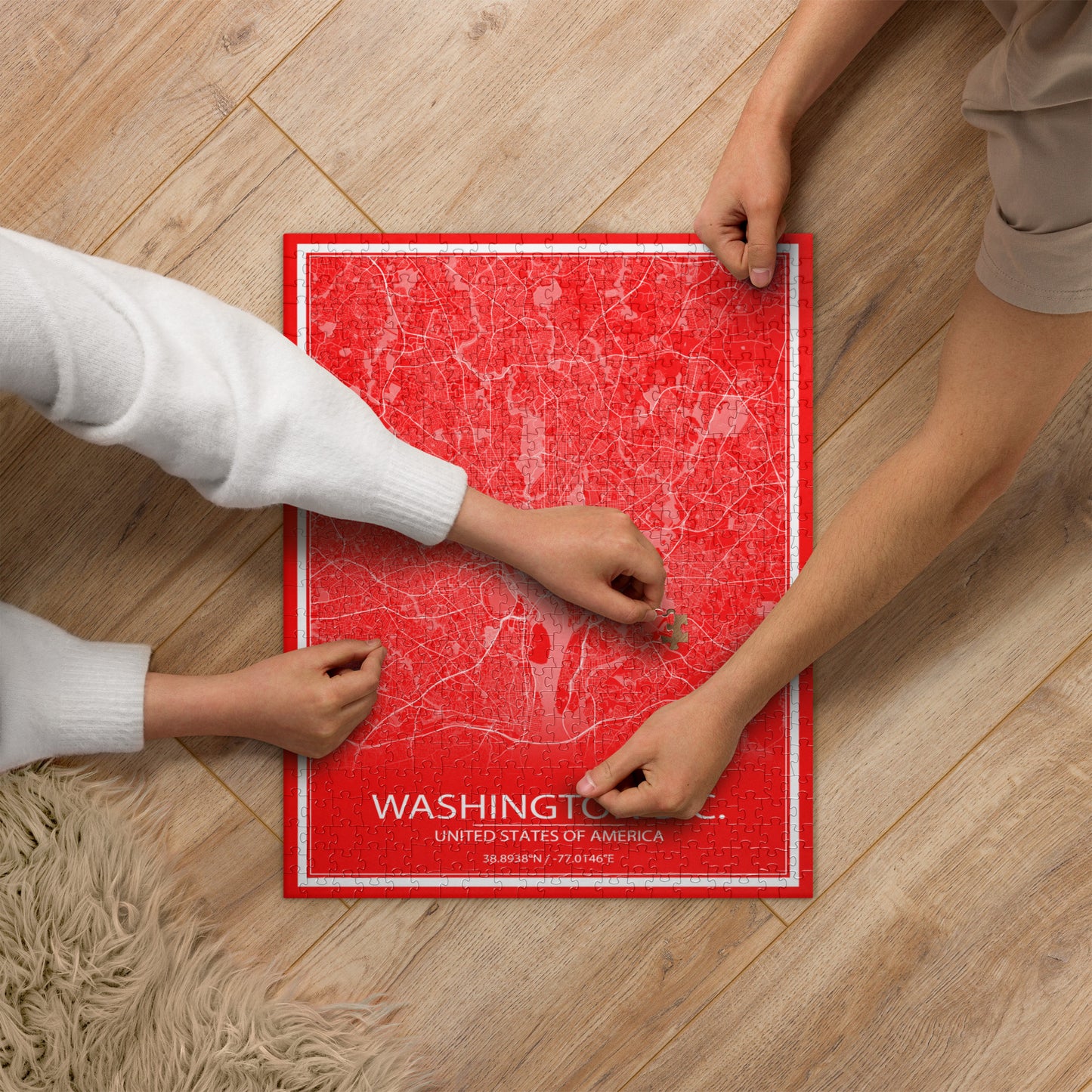 Washington, D.C. Red and White Map Jigsaw Puzzle