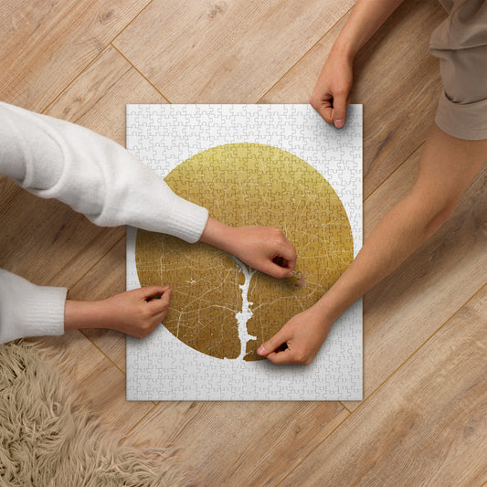 Washington, D.C. Gold on White Map Jigsaw Puzzle