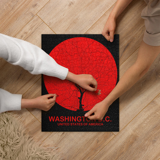 Washington, D.C. Circular Red Map Jigsaw Puzzle