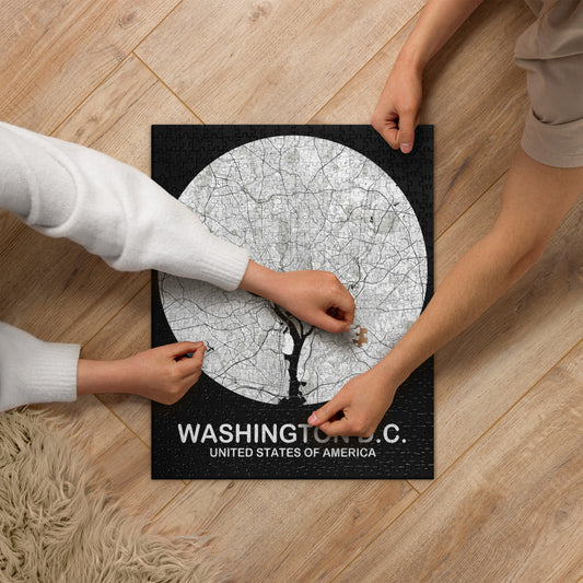 Washington, D.C. Circular White Map Jigsaw Puzzle