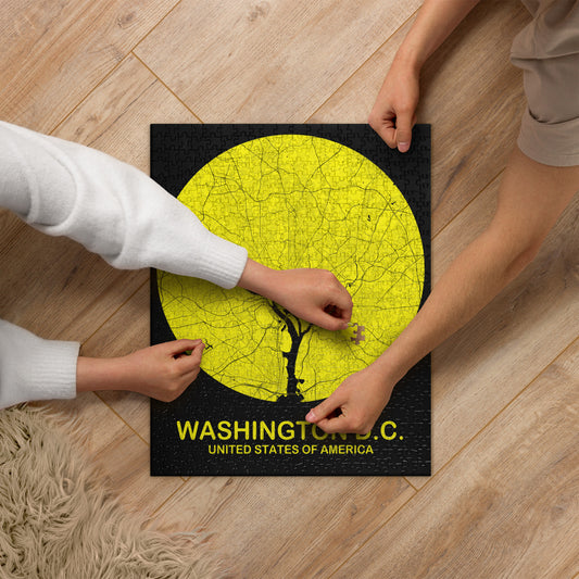 Washington, D.C. Circular Yellow Map Jigsaw Puzzle