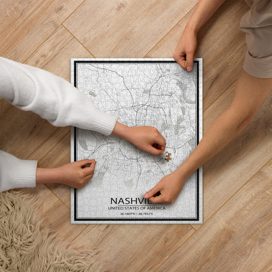 Nashville White Map Jigsaw Puzzle