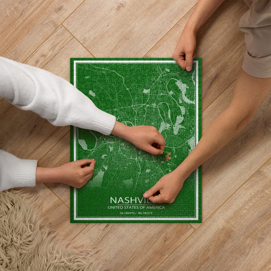 Nashville Green and White Map Jigsaw Puzzle