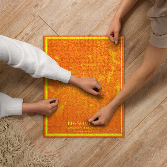 Nashville Orange and Yellow Map Jigsaw Puzzle