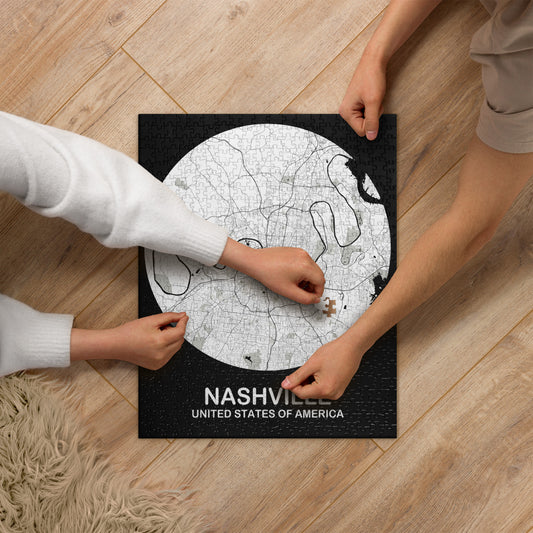 Nashville Circular White Map Jigsaw Puzzle