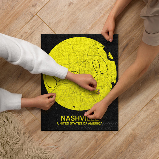 Nashville Circular Yellow Map Jigsaw Puzzle