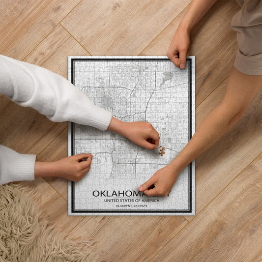 Oklahoma City White Map Jigsaw Puzzle