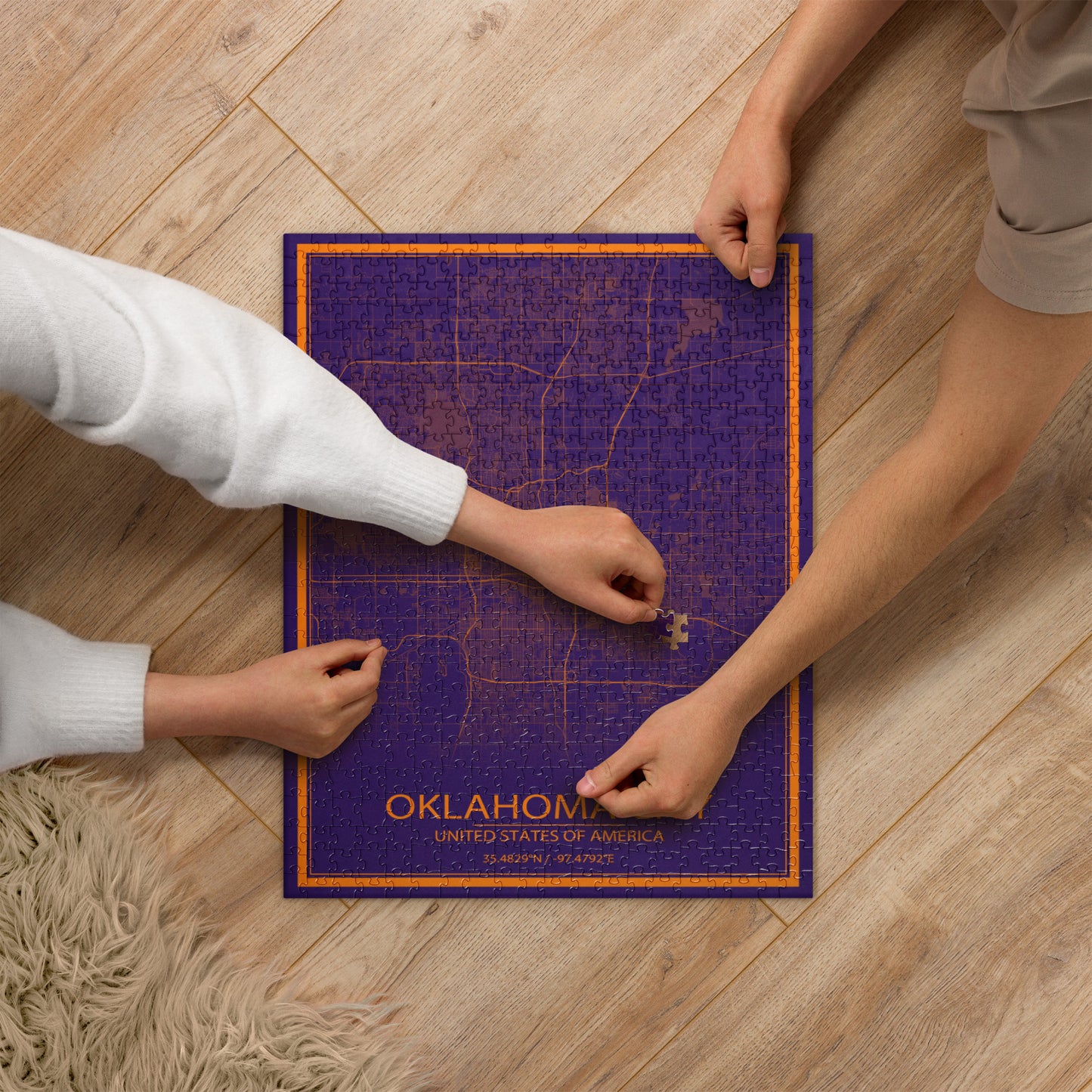 Oklahoma City Purple and Orange Map Jigsaw Puzzle