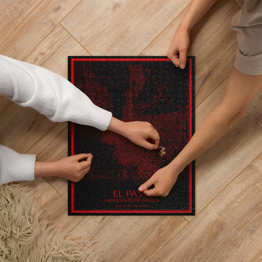 El Paso Black and Red Map Jigsaw Puzzle