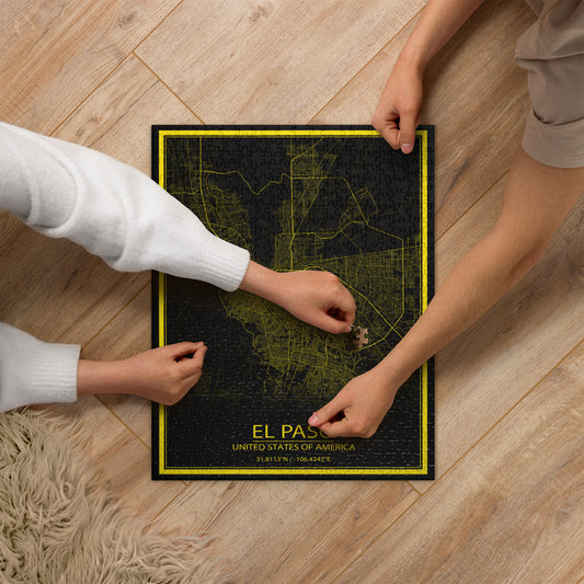 El Paso Black and Yellow Map Jigsaw Puzzle