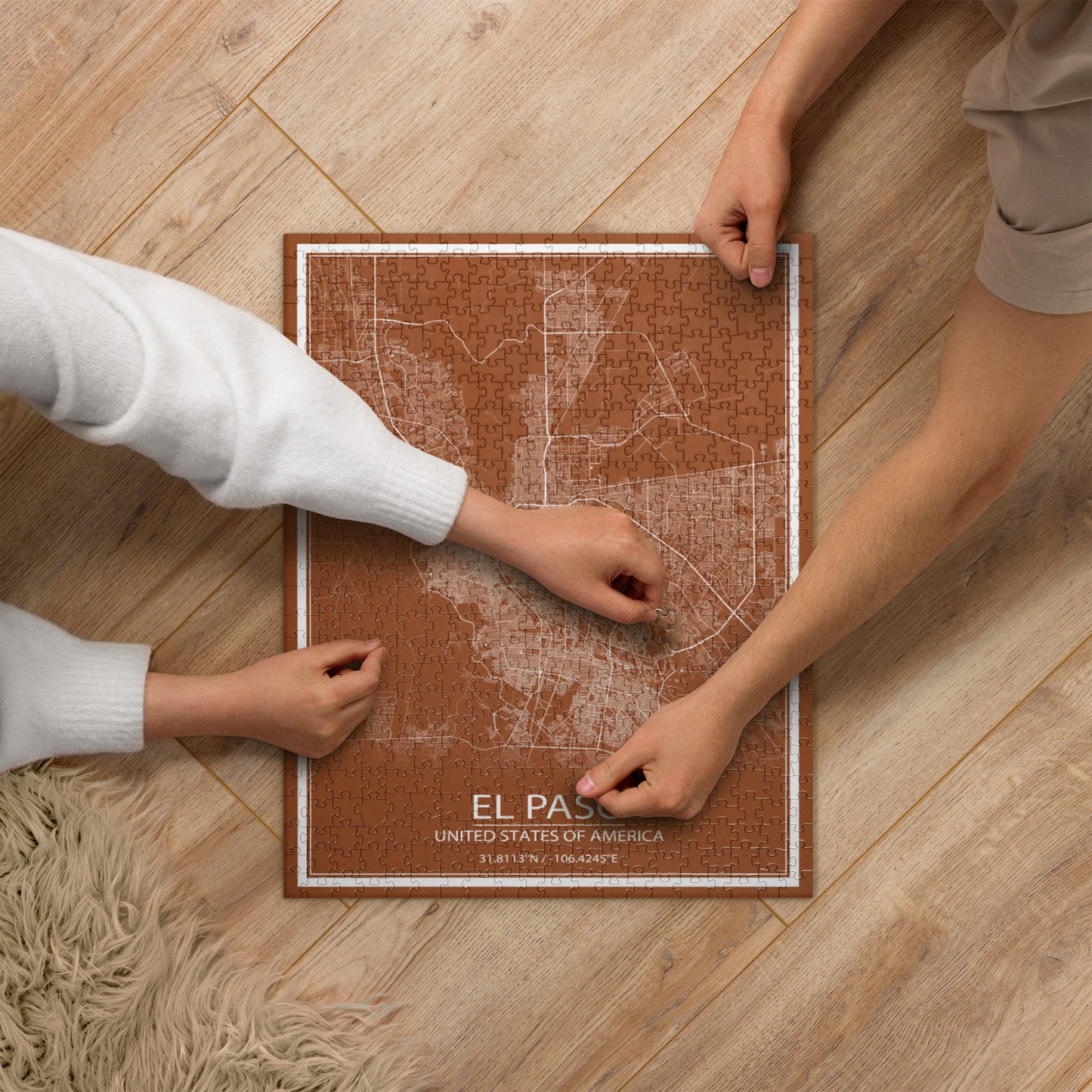 El Paso Brown and White Map Jigsaw Puzzle