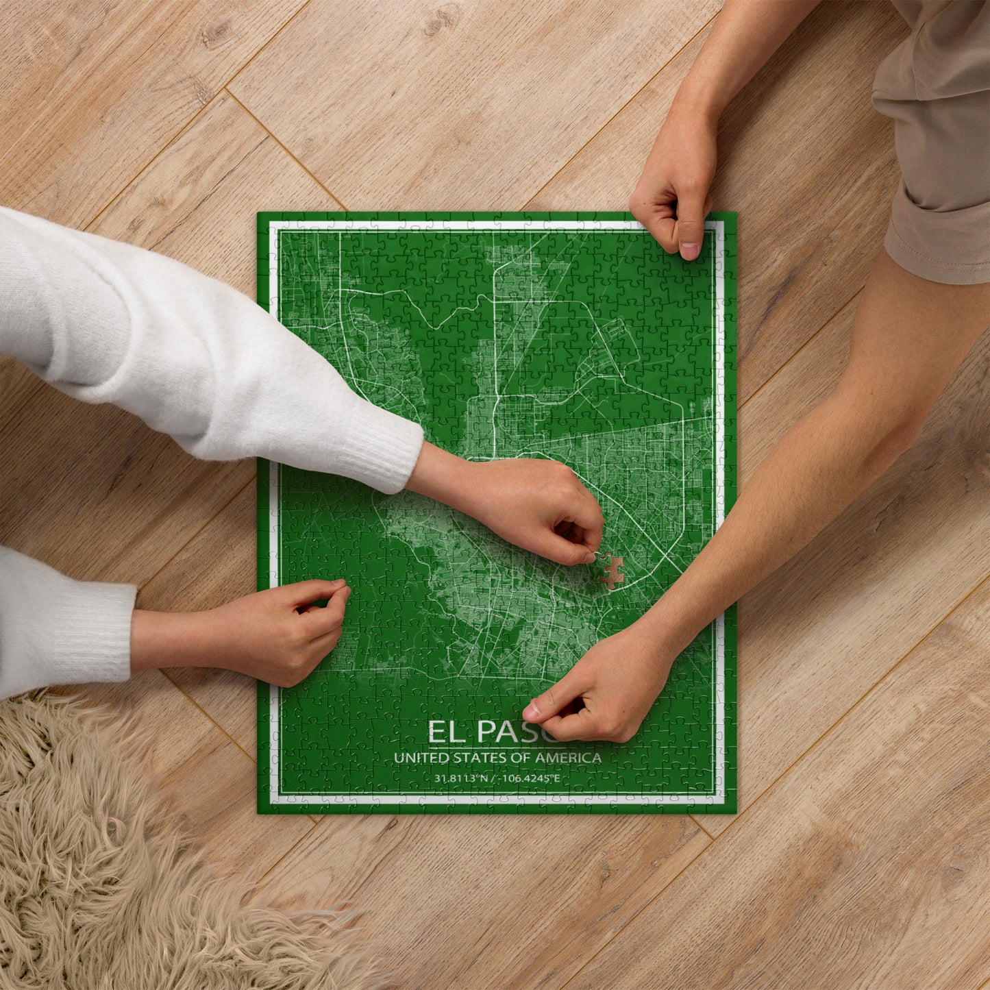 El Paso Green and White Map Jigsaw Puzzle